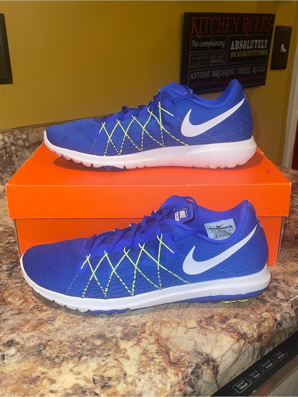 Nike Royal Blue Sneakers with Neon Green Accents - Picture 6 of 6